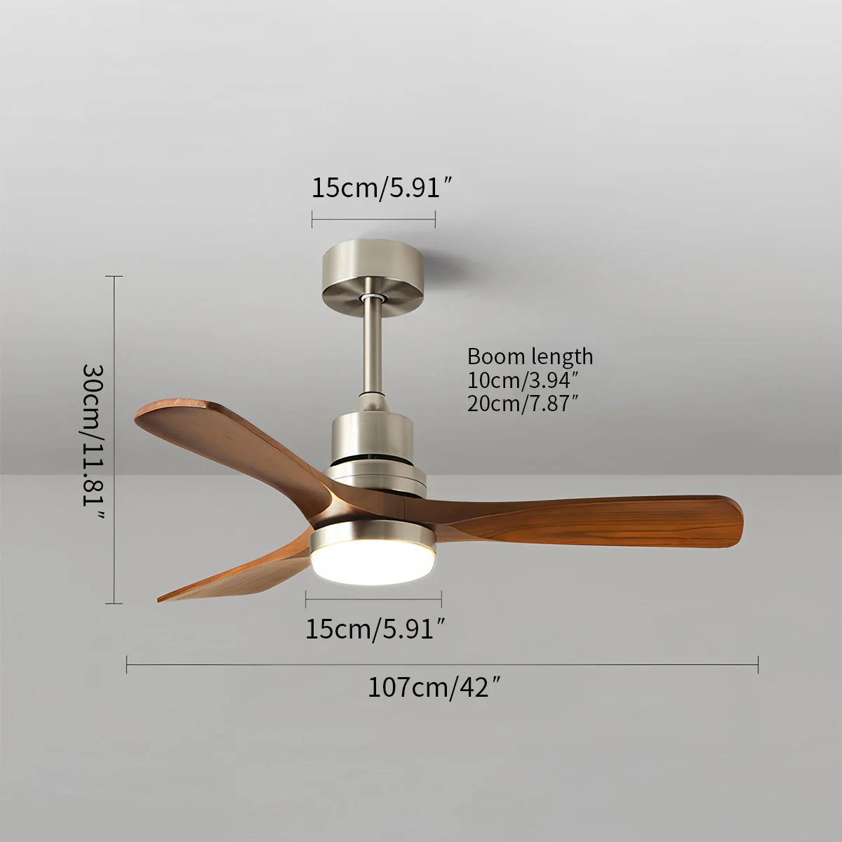 Amerikanischer Retro-Deckenventilator mit 3 Flügeln und Licht