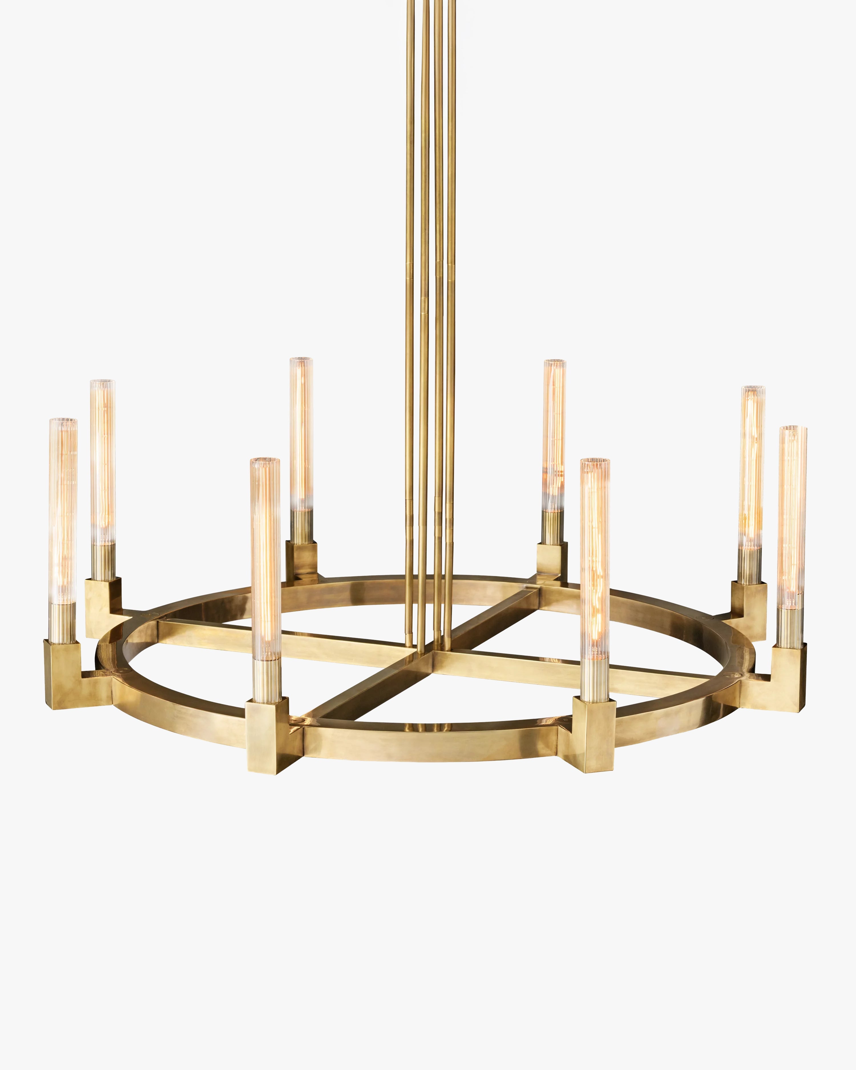 Fluted-Glass Candlestick Round Chandelier - Cannele