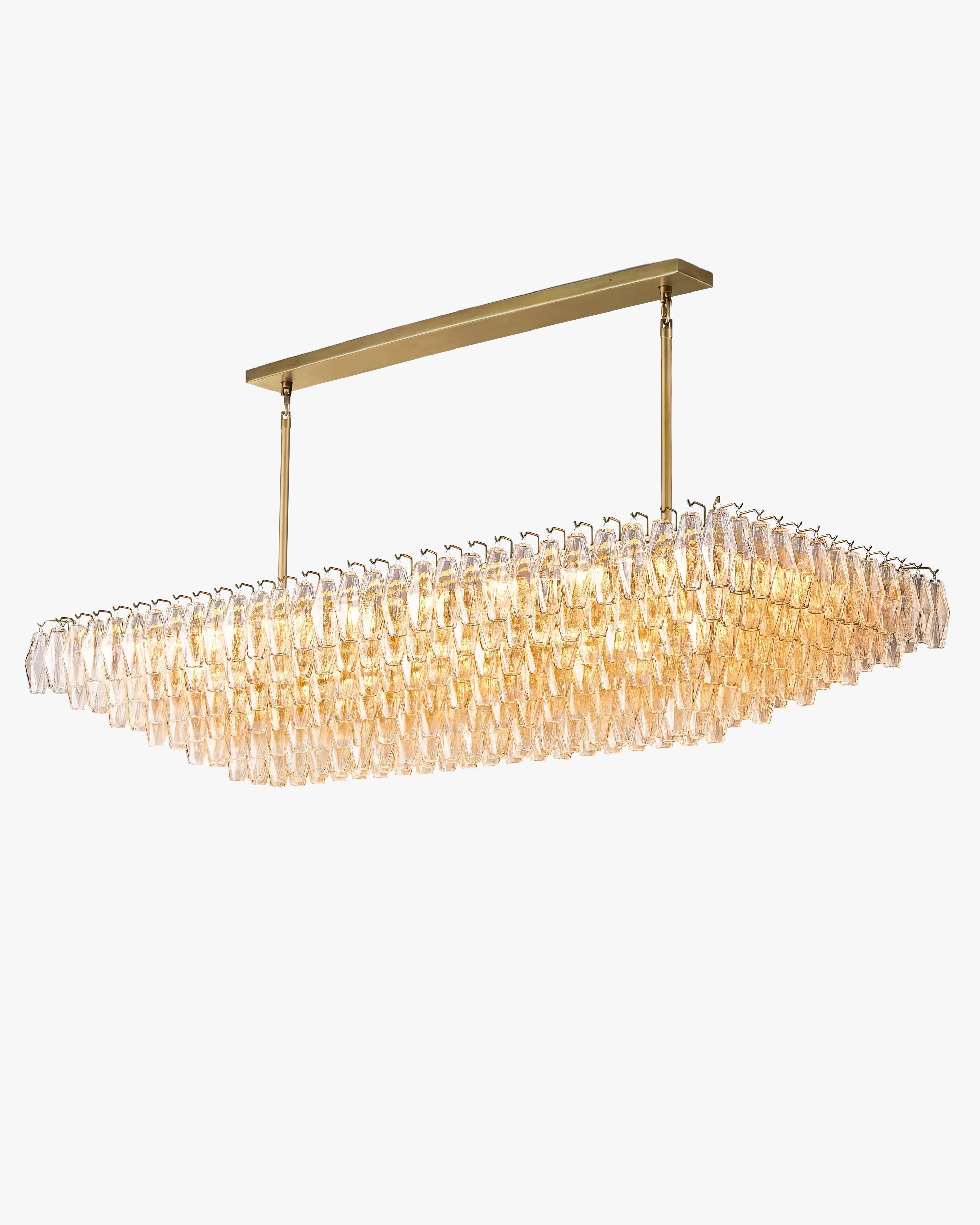 Clear Murano Glass Tiered Rectangular Chandelier - Chiara