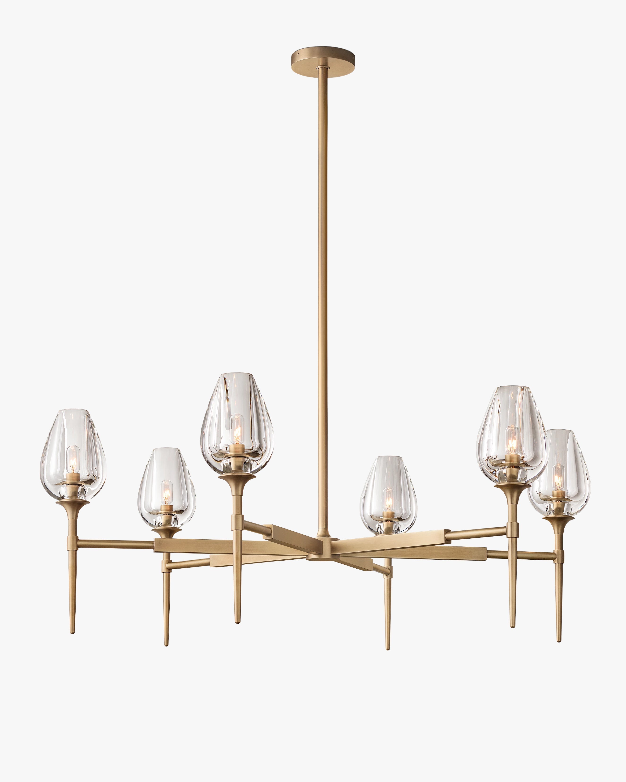 27 Inch Torchiere Crystal Arm Chandelier - Tulip