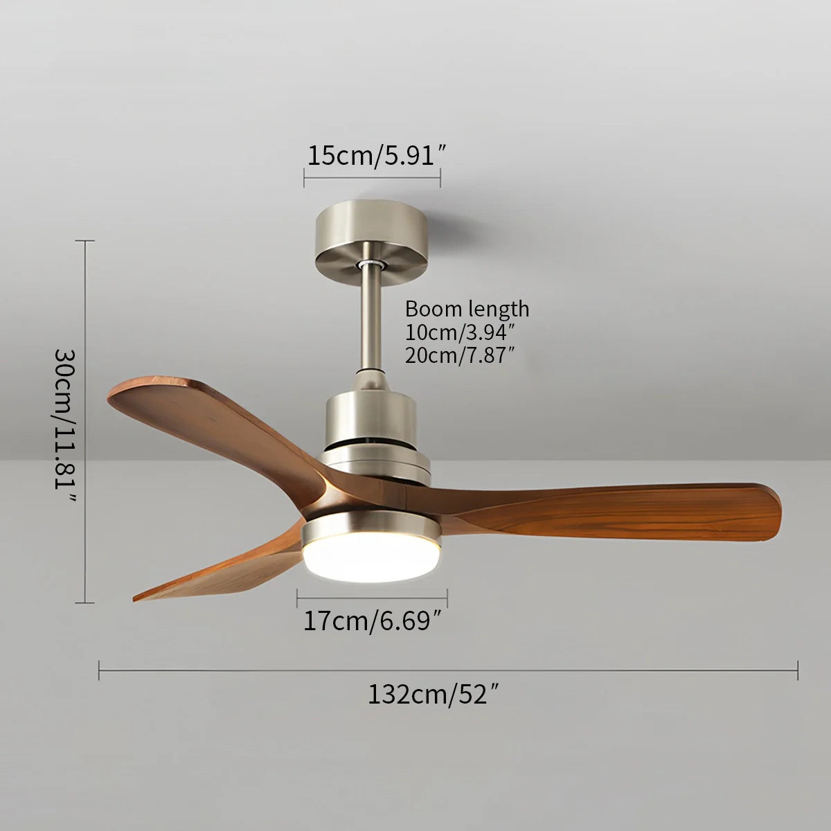 Amerikanischer Retro-Deckenventilator mit 3 Flügeln und Licht