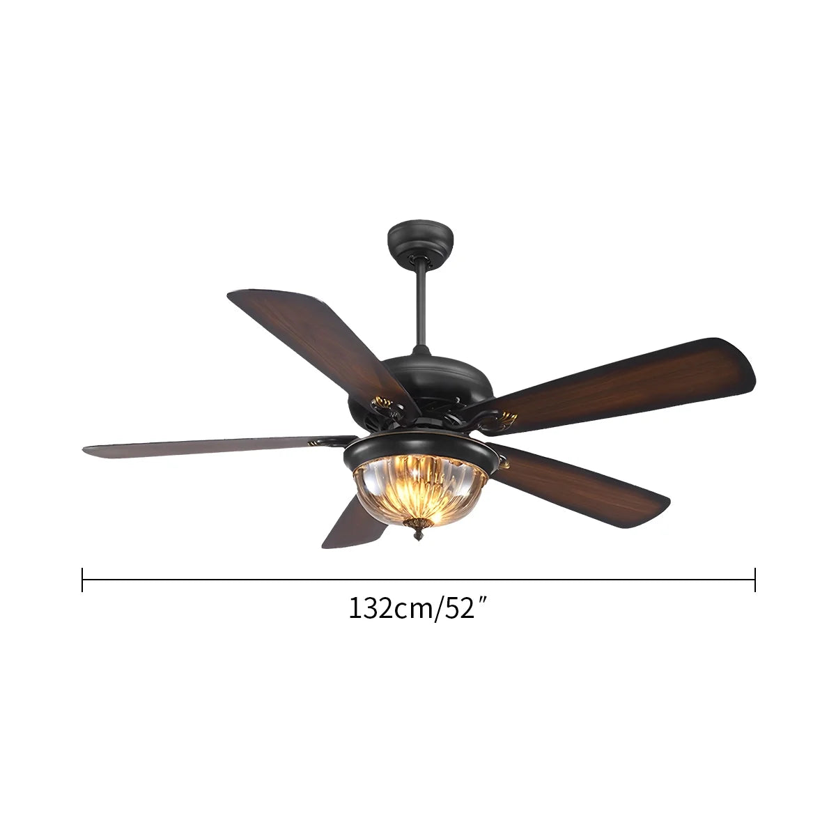 Vintage Holzdeckenventilatorlampe für Wohnzimmer