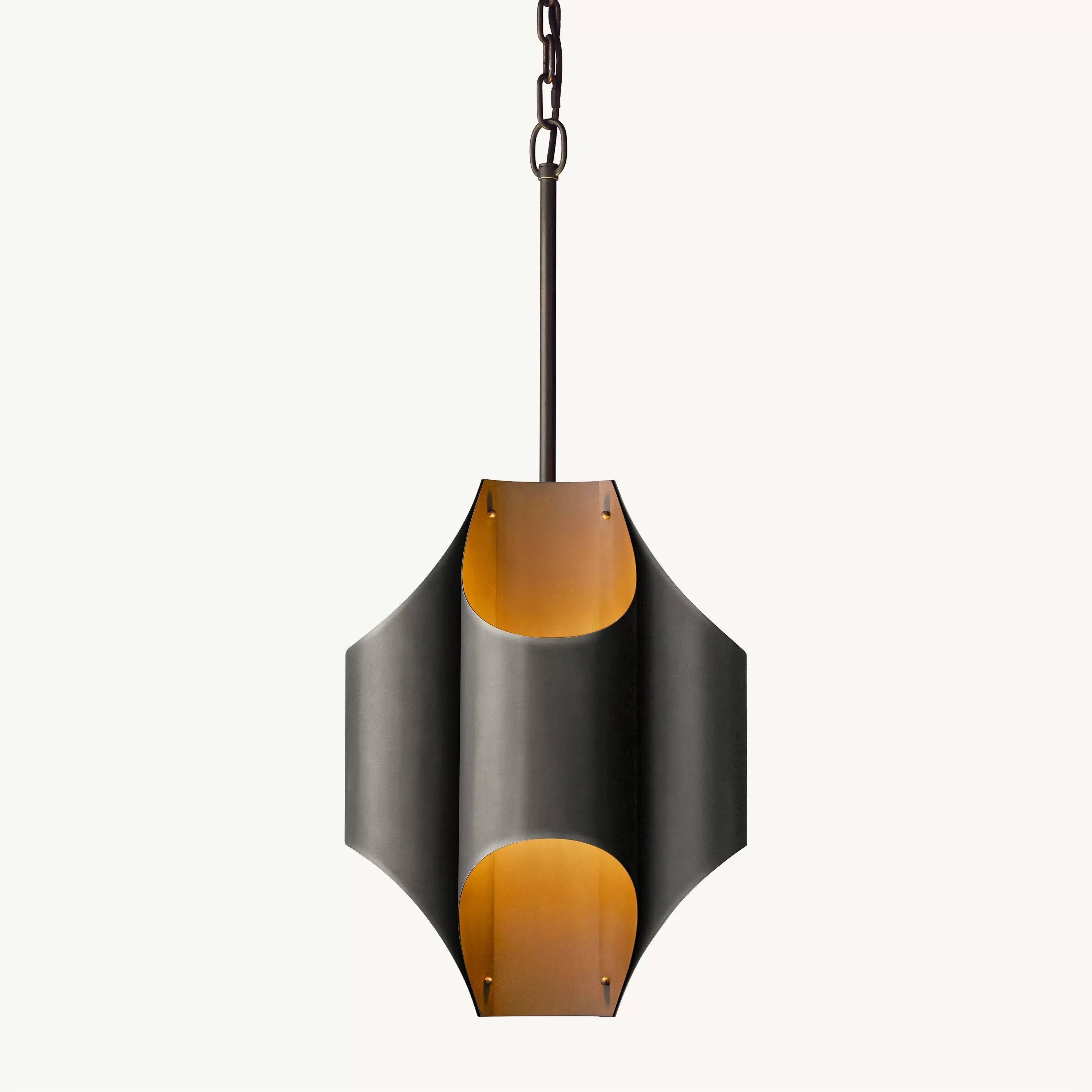 15 Inch Mid Century Modern Brass Chandelier - Cathedral