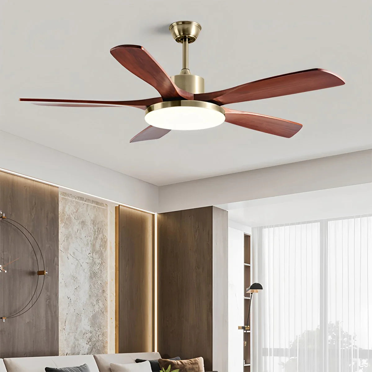 Holzdeckenventilator mit Beleuchtung für das Wohnzimmer
