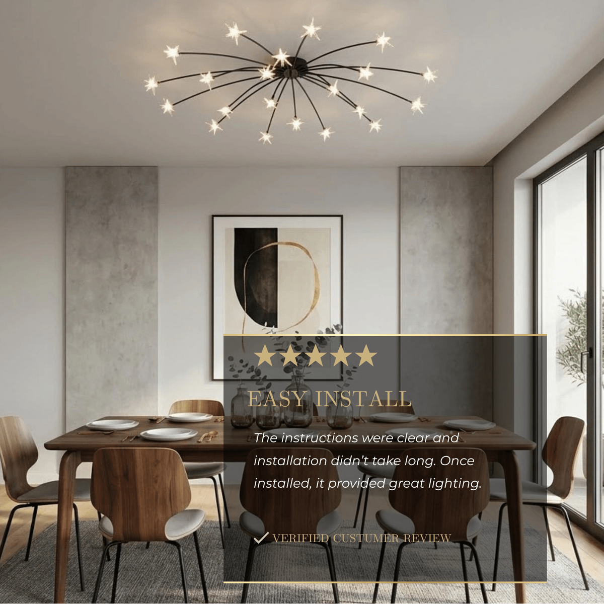 Nebula Art Deco Ceiling Light - Gold/Black/Chrome Metal Fixture for Bedroom