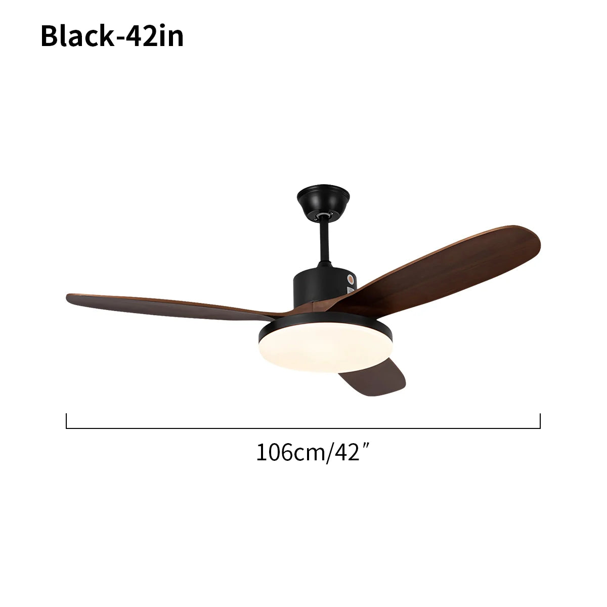 3-flügeliger Deckenventilator mit Beleuchtung aus Holz