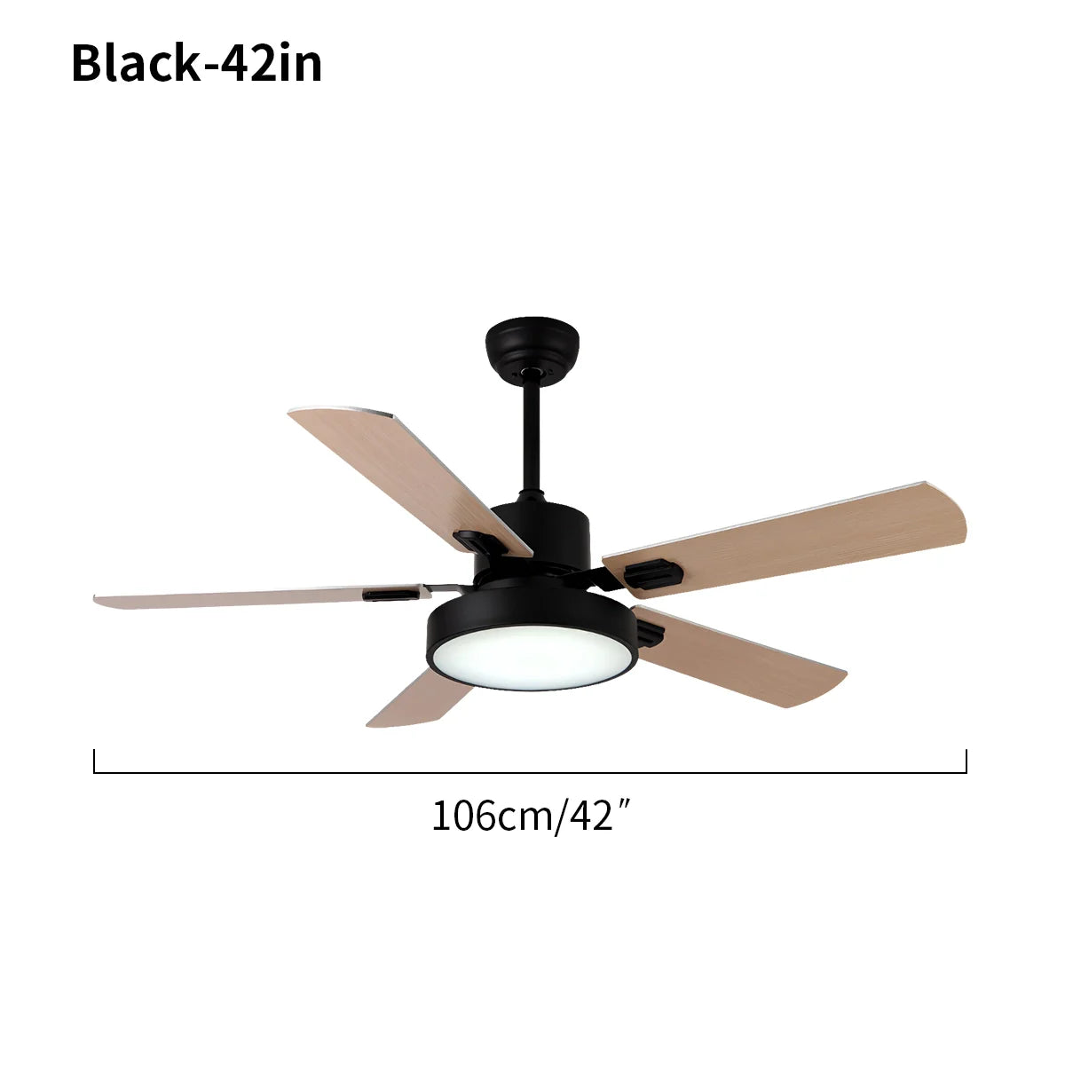 5-flügeliger Vintage-Deckenventilator mit Beleuchtung für das Wohnzimmer