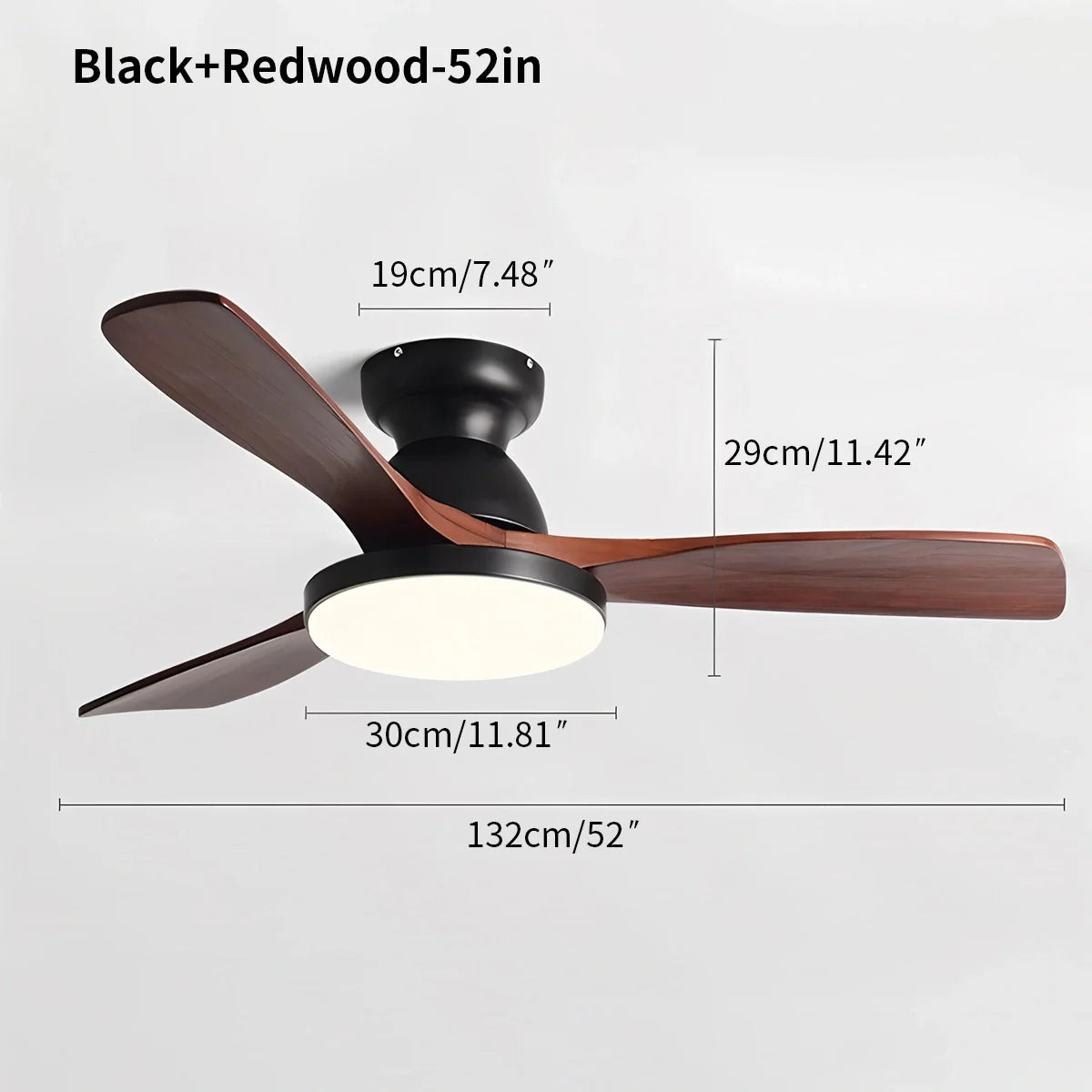 Vintage 3-leaf Wood Ceiling Fan Lamp