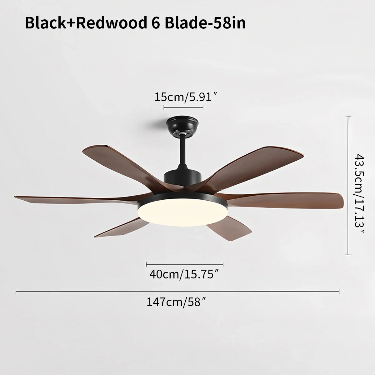 Wohnzimmer Deckenventilator mit 6 Flügeln und Beleuchtung