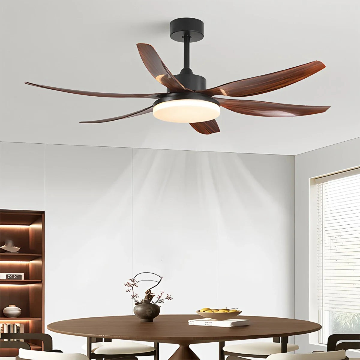 LED-Deckenventilator im nordischen Stil mit 6 Flügeln und Beleuchtung