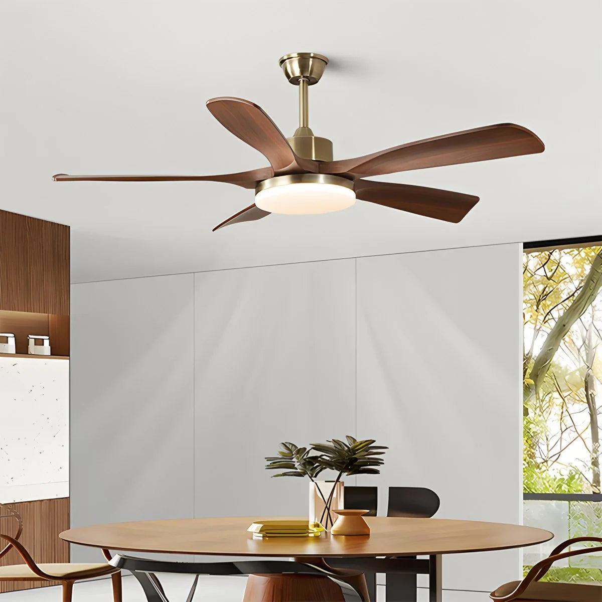 Moderne Deckenleuchte mit 5-Blatt-Ventilator und Fernbedienung
