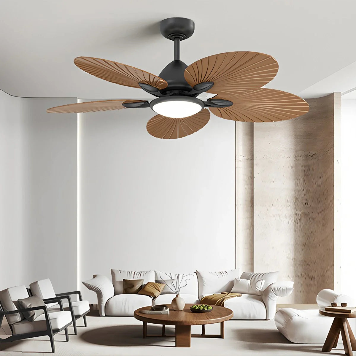 5-Flügel-Palmenblatt-Deckenventilator mit Beleuchtung