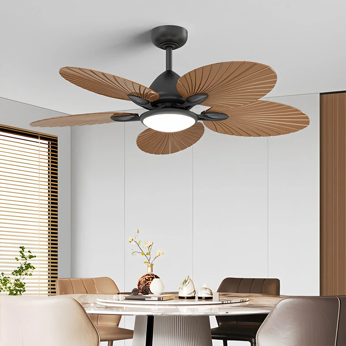 5-Flügel-Palmenblatt-Deckenventilator mit Beleuchtung