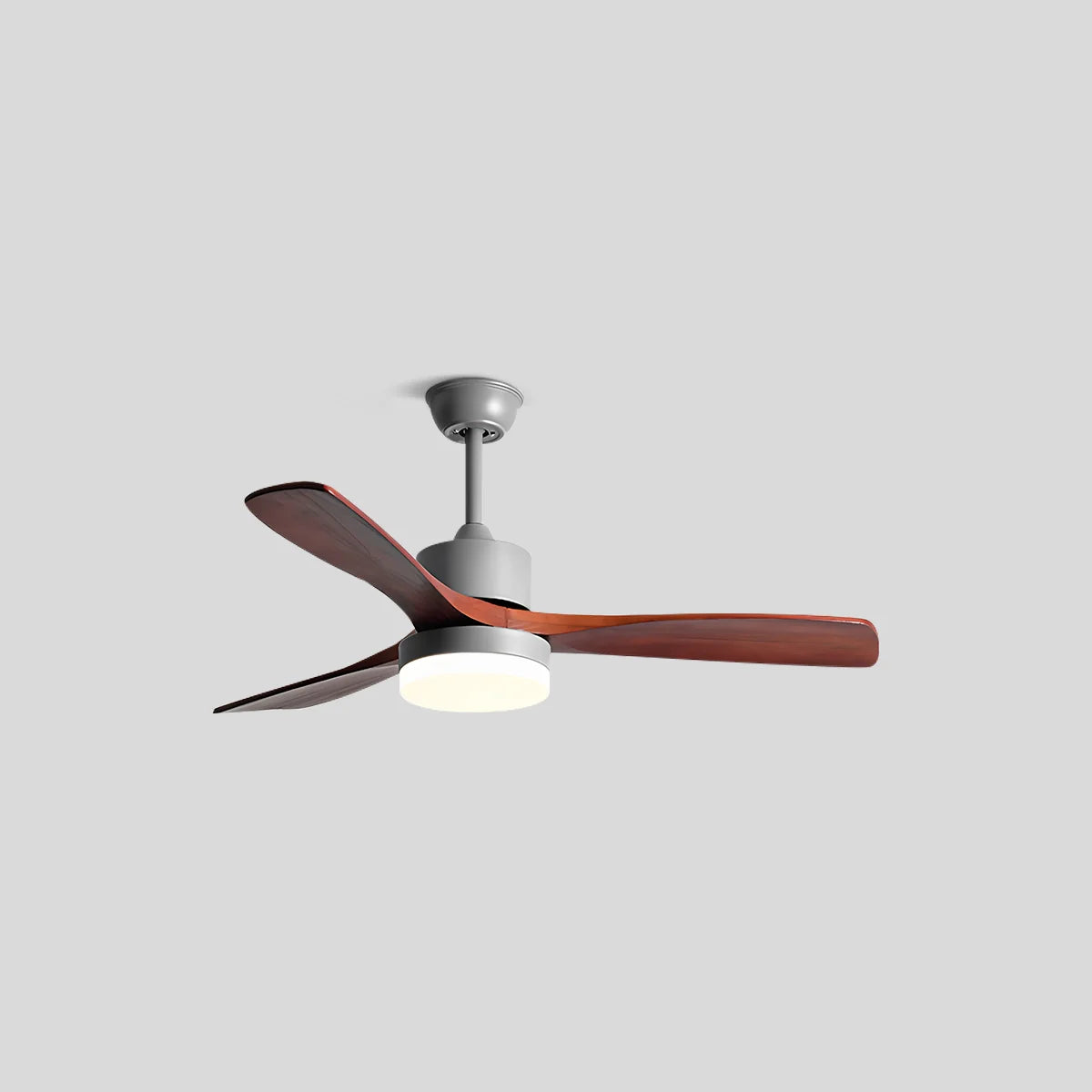 Antizer Wood Ceiling Fan Light for Living Room Gray+Walnut Wood 3 Blade
