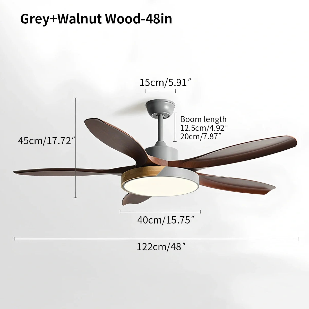 Deckenventilator mit Beleuchtung im skandinavischen Wohnzimmer-Stil