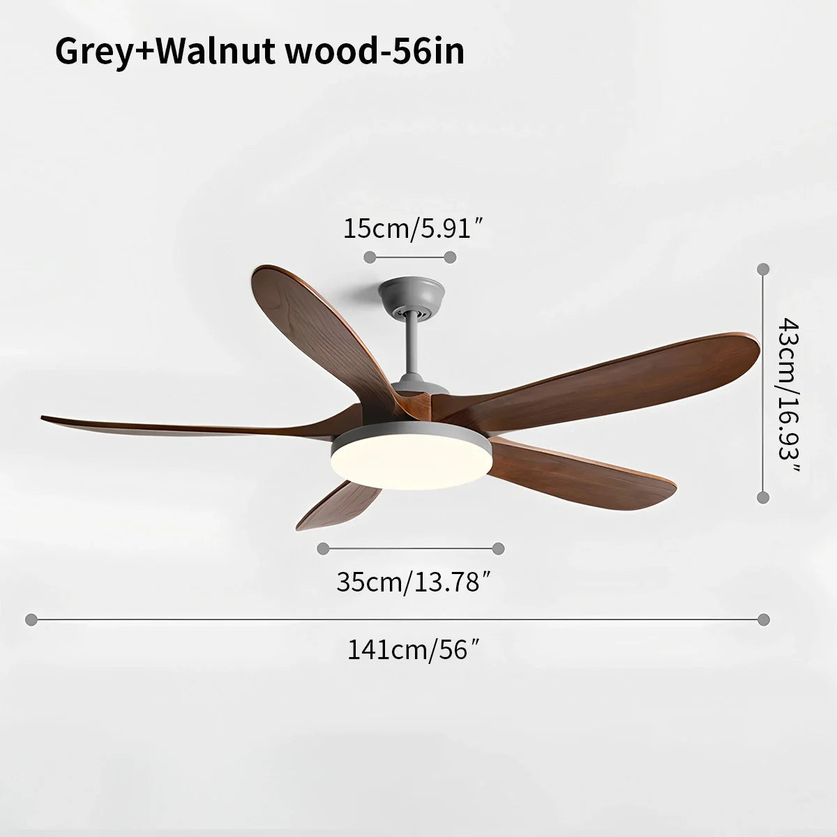 5-leaf Wood Ceiling Fan Light