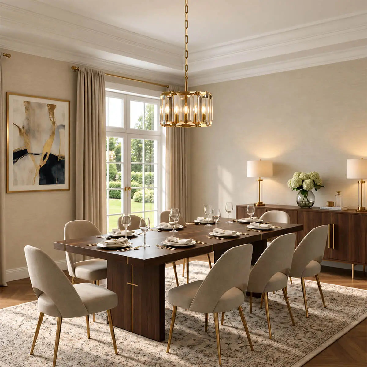 Luxury Brass Crystal Pendant Light