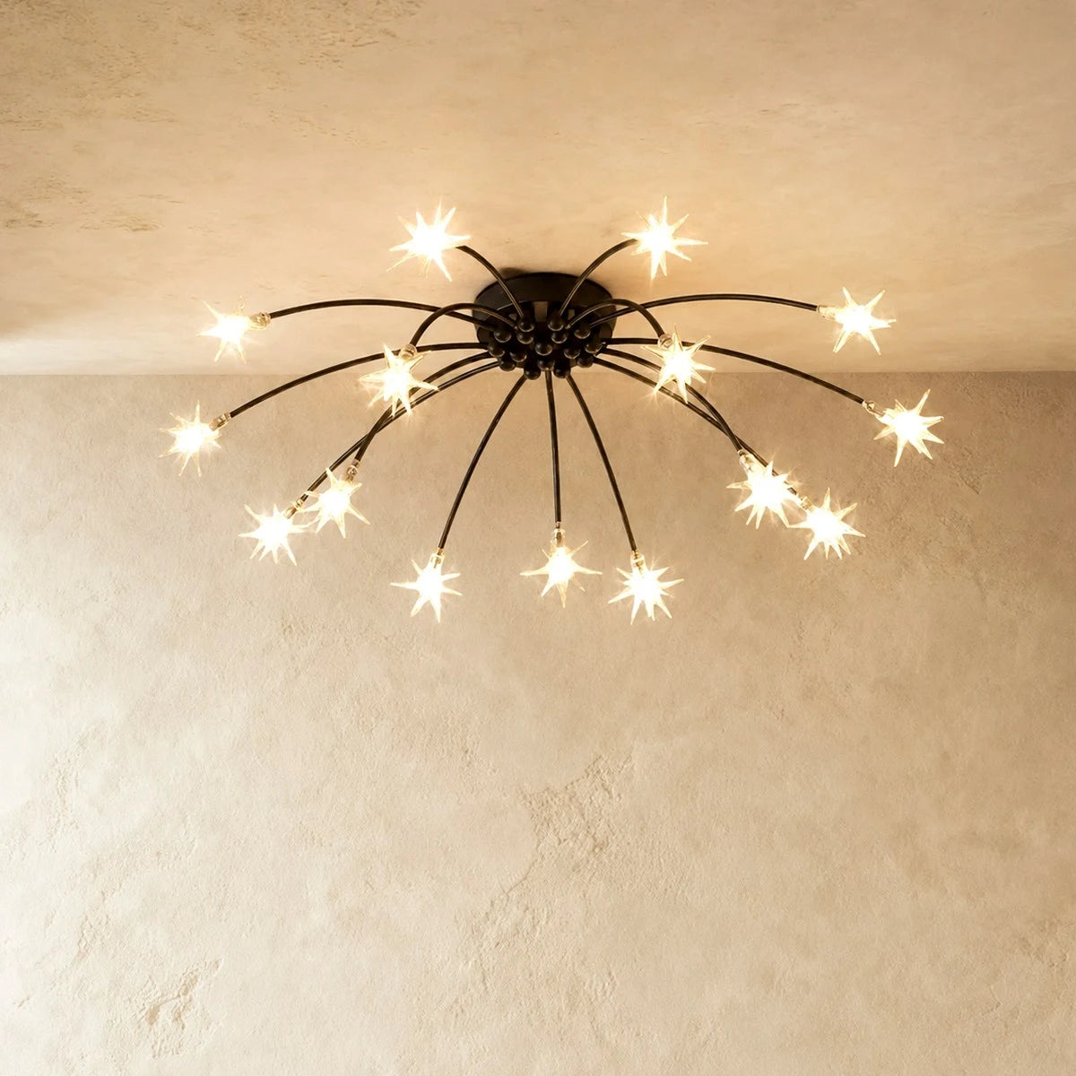Nebula Art Deco Ceiling Light - Gold/Black/Chrome Metal Fixture for Bedroom