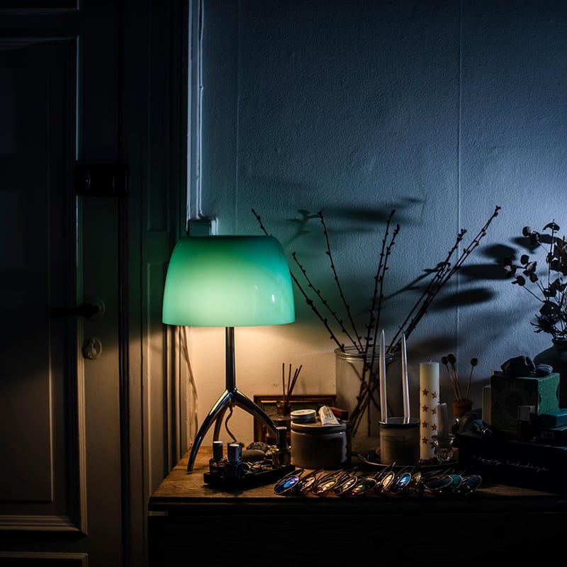 Skulpturale Glas-Tischlampe