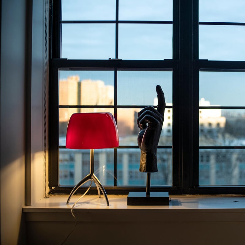Skulpturale Glas-Tischlampe