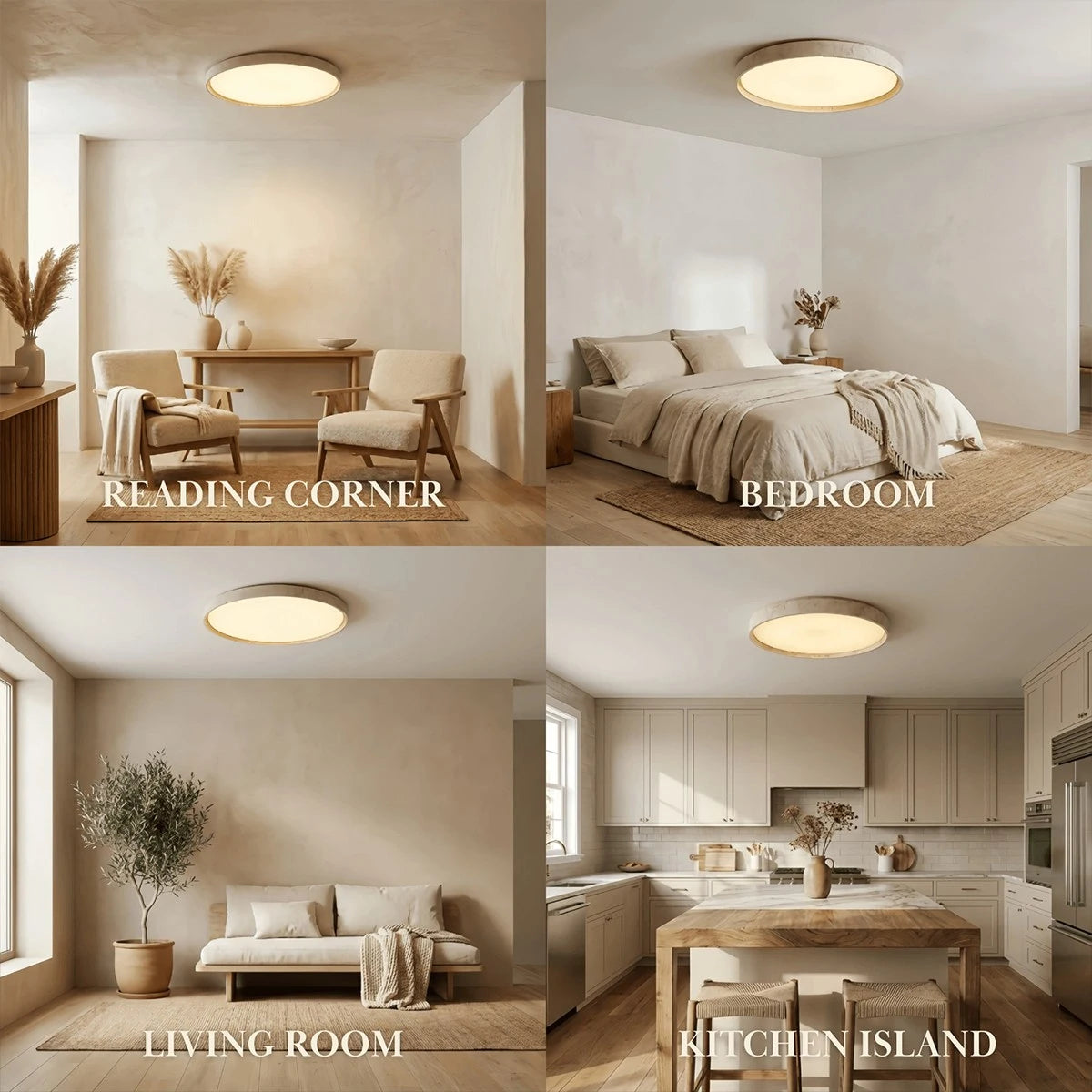 Strata Modern Minimalist Travertine Ceiling Light