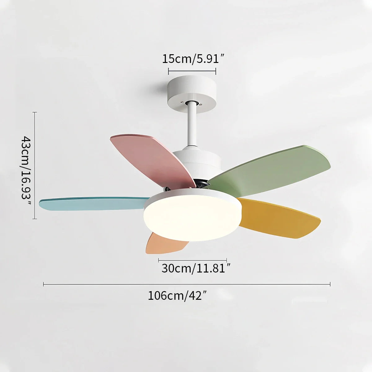 Nordische Bunte Blatt Deckenventilator-Leuchte
