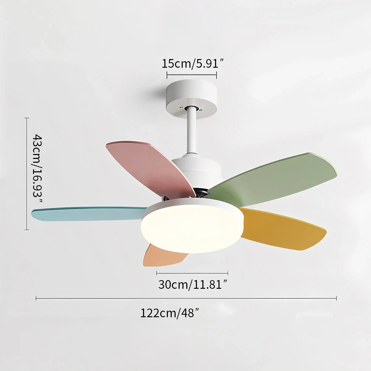 Nordische Bunte Blatt Deckenventilator-Leuchte