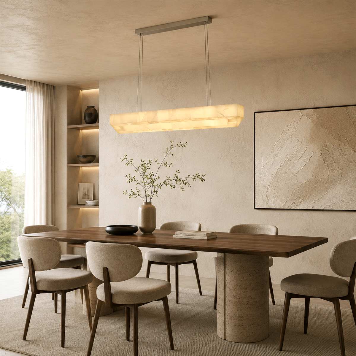 Teva Rechteckiger Alabaster-Kronleuchter