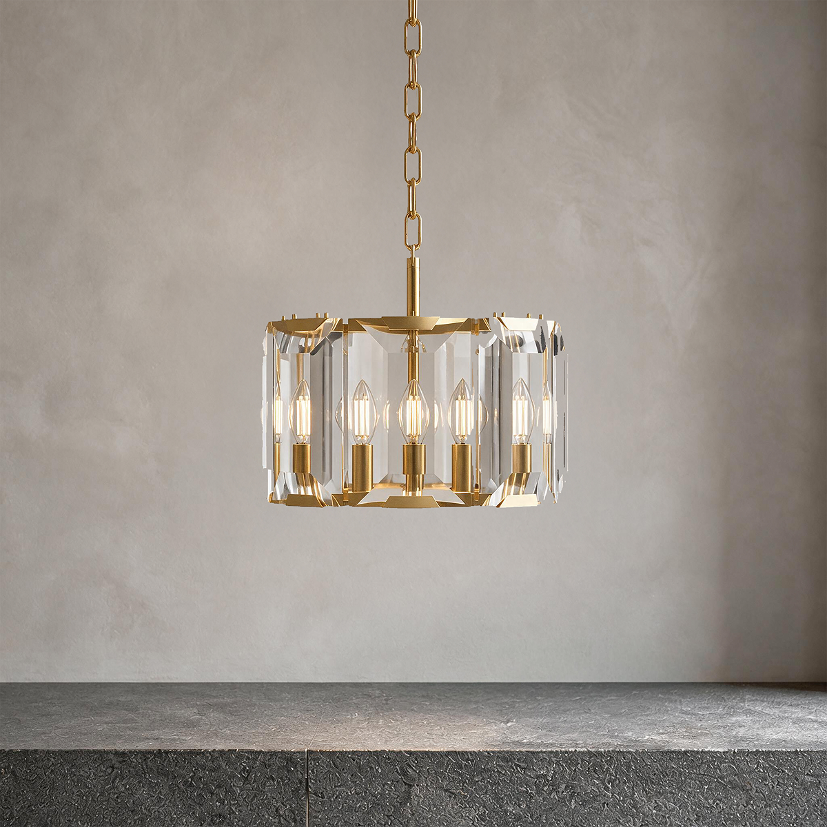 Luxury Brass Crystal Pendant Light
