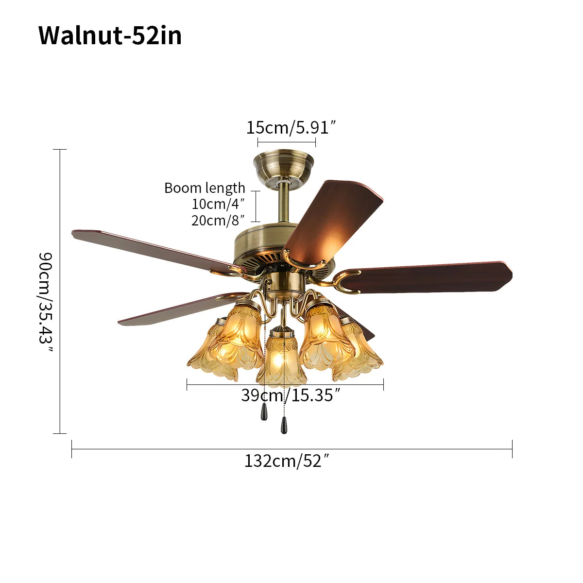Vintage Deckenventilator mit Beleuchtung für das Esszimmer