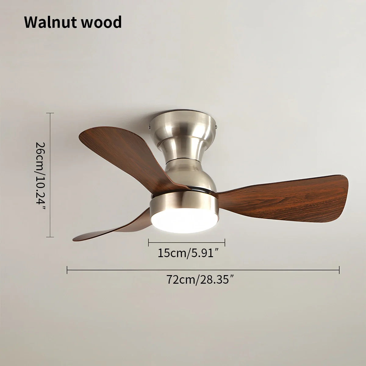 Kleine Deckenventilatorlampe für den Innenbereich mit Fernbedienung