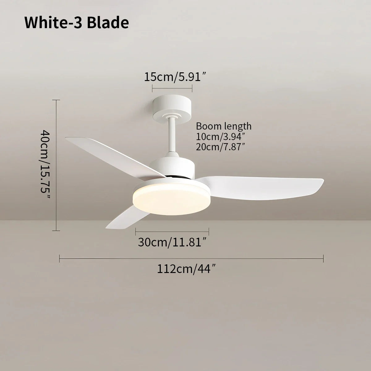 Weiße Deckenventilatorlampe mit Fernbedienung