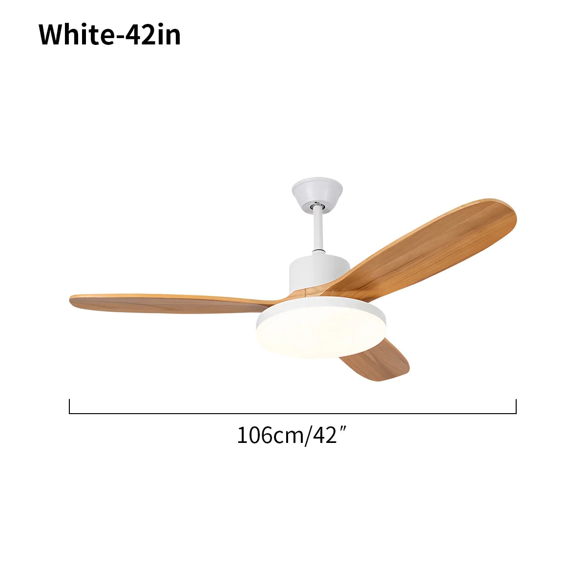 3-flügeliger Deckenventilator mit Beleuchtung aus Holz