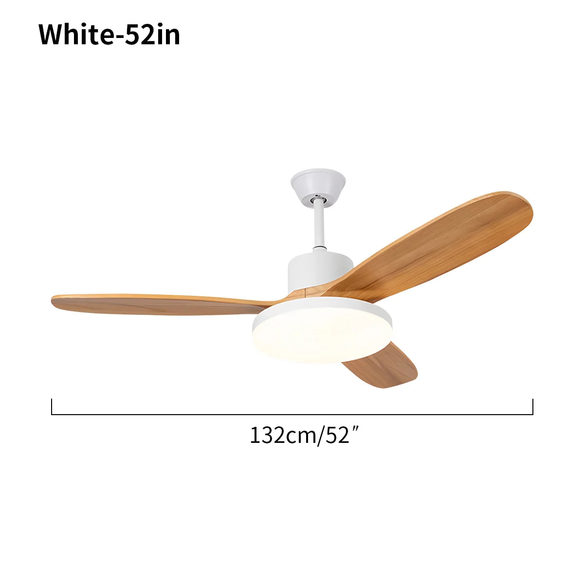 3-flügeliger Deckenventilator mit Beleuchtung aus Holz