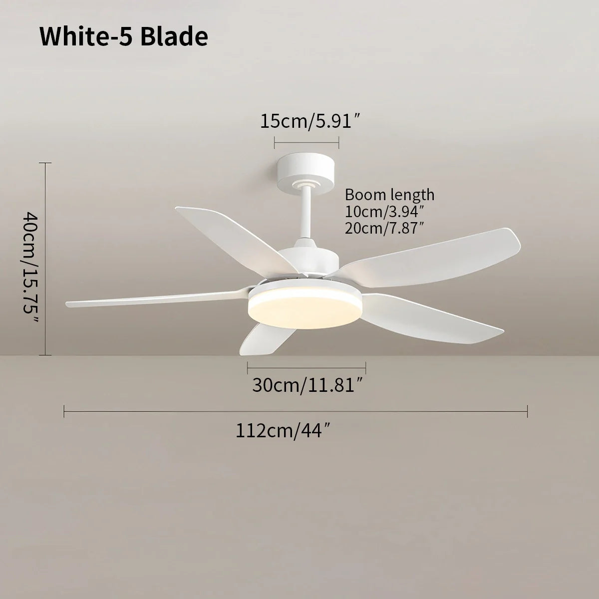Weiße Deckenventilatorlampe mit Fernbedienung