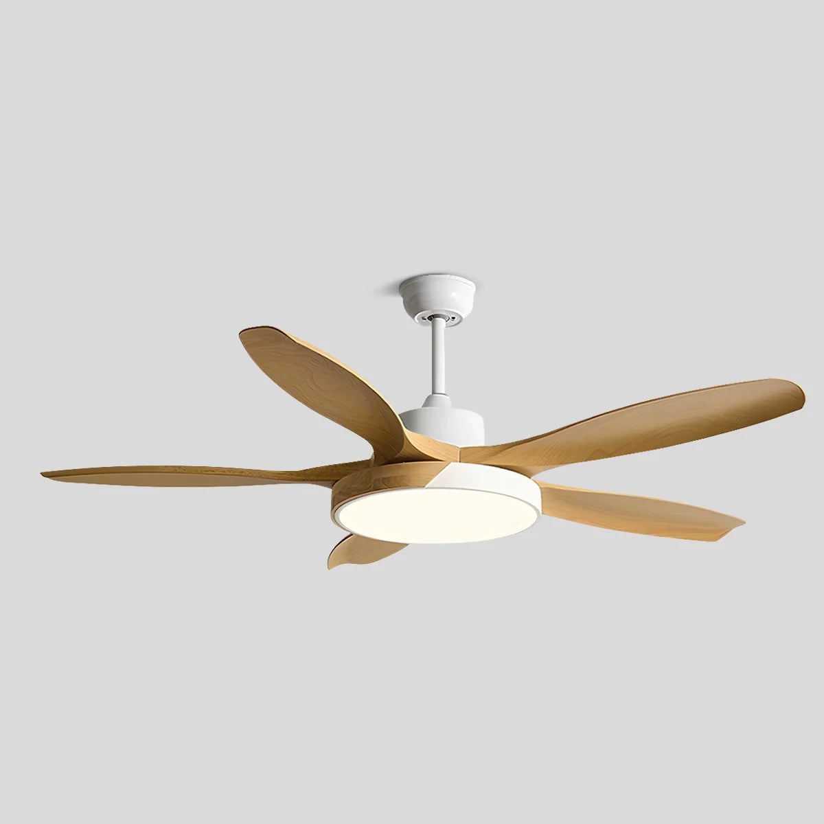 Antizer Nordic Living Room Ceiling Fan with Light White+Wood Color
