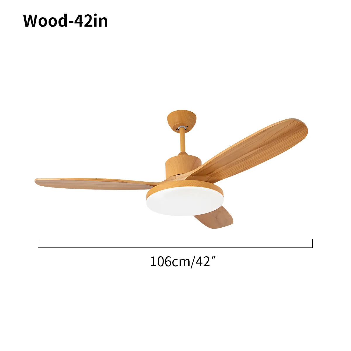 3-flügeliger Deckenventilator mit Beleuchtung aus Holz