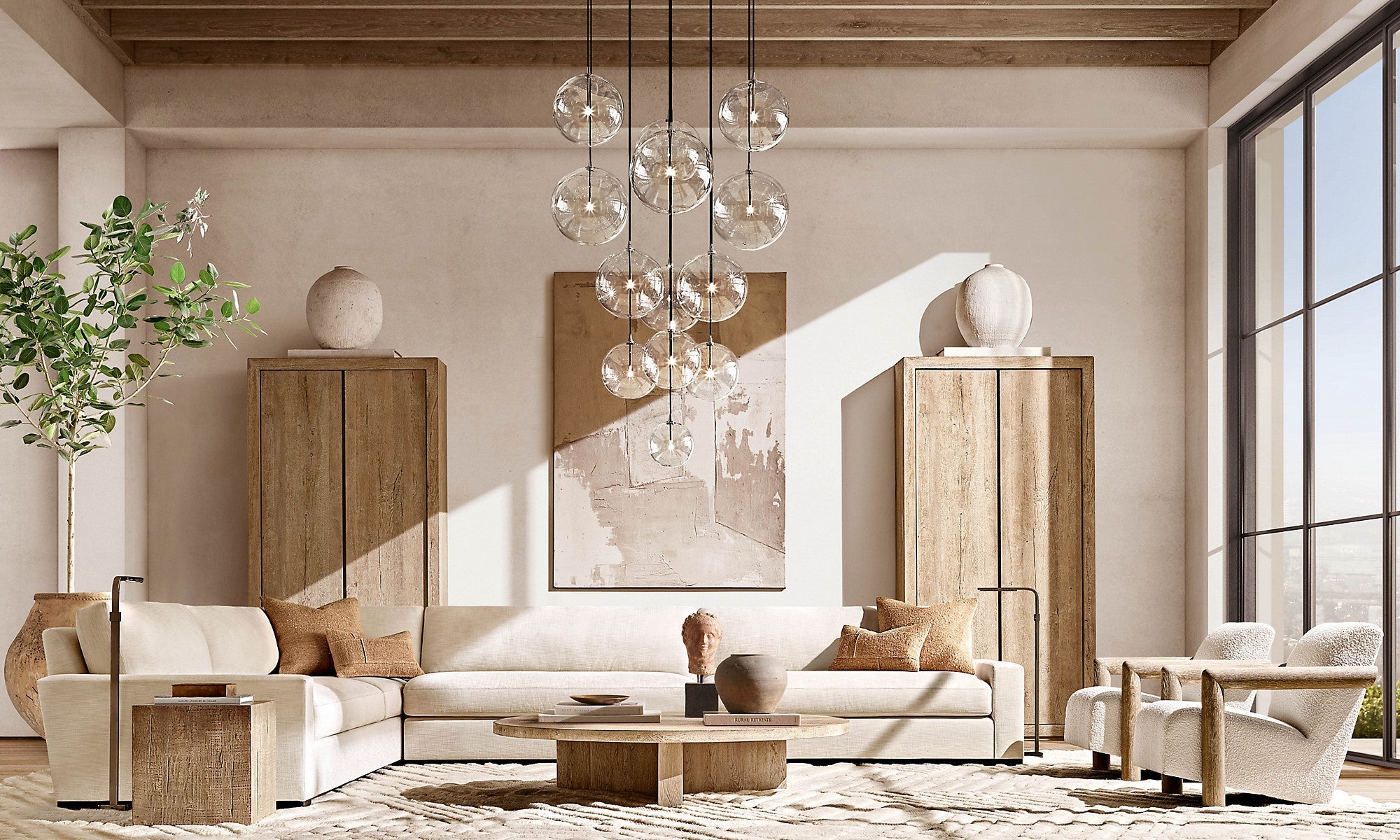Blown Glass Globe Cluster Chandelier - Mobile