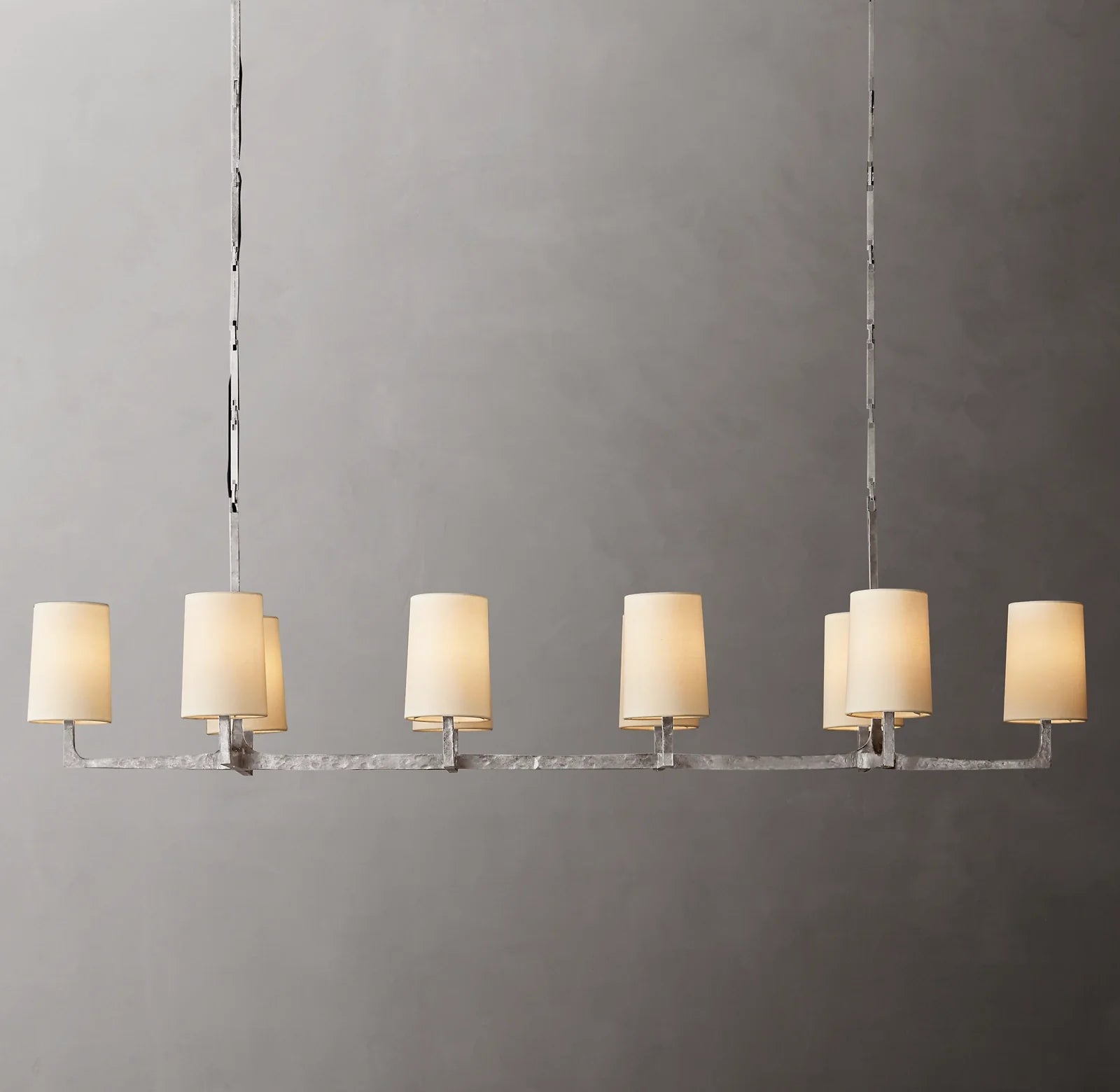 Shaded Hammered Metal Linear Chandelier – Wright