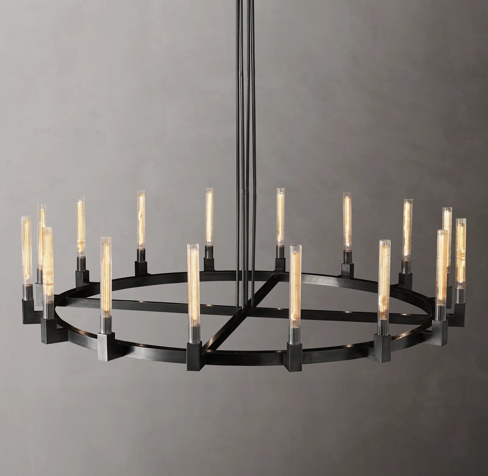 Fluted-Glass Candlestick Round Chandelier - Cannele