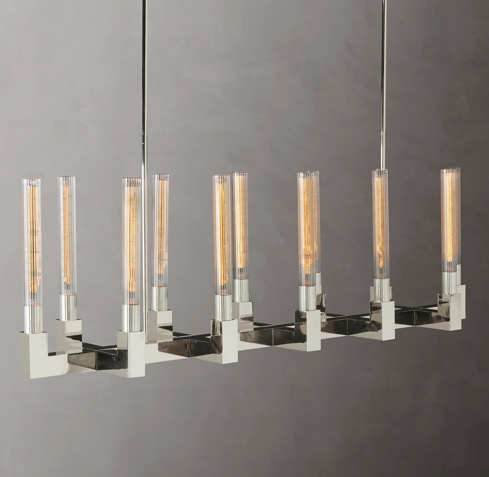 Fluted-Glass Candlestick Linear Chandelier - Cannele