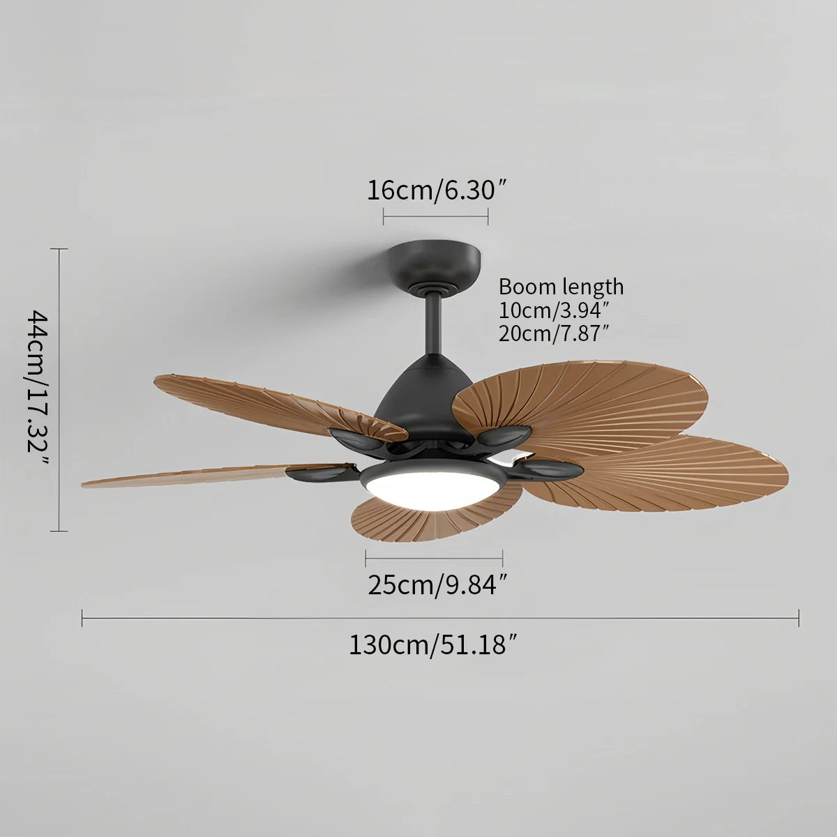5-Flügel-Palmenblatt-Deckenventilator mit Beleuchtung