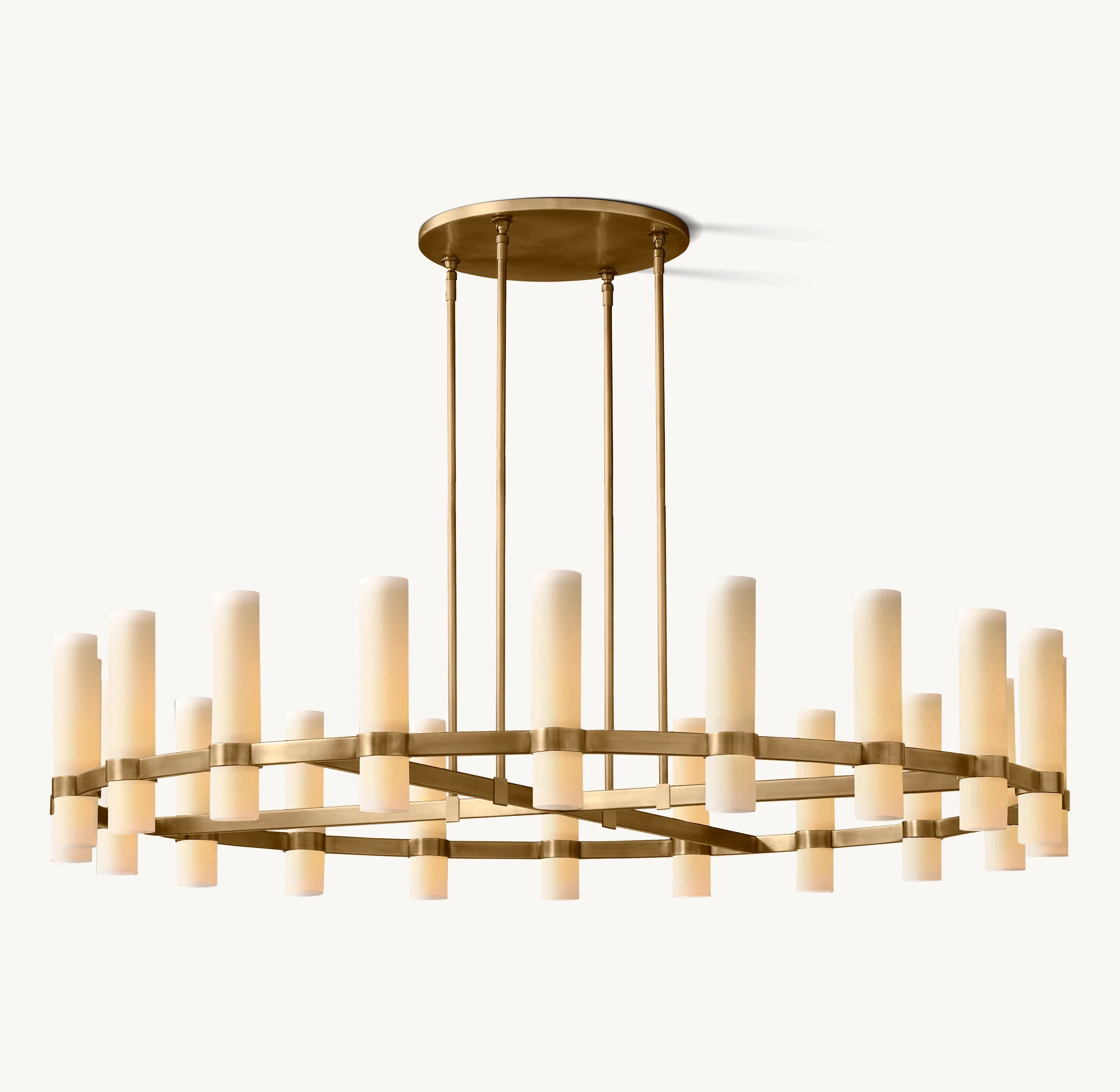 Cylindrical Milk Glass Round Chandelier - Ravelle