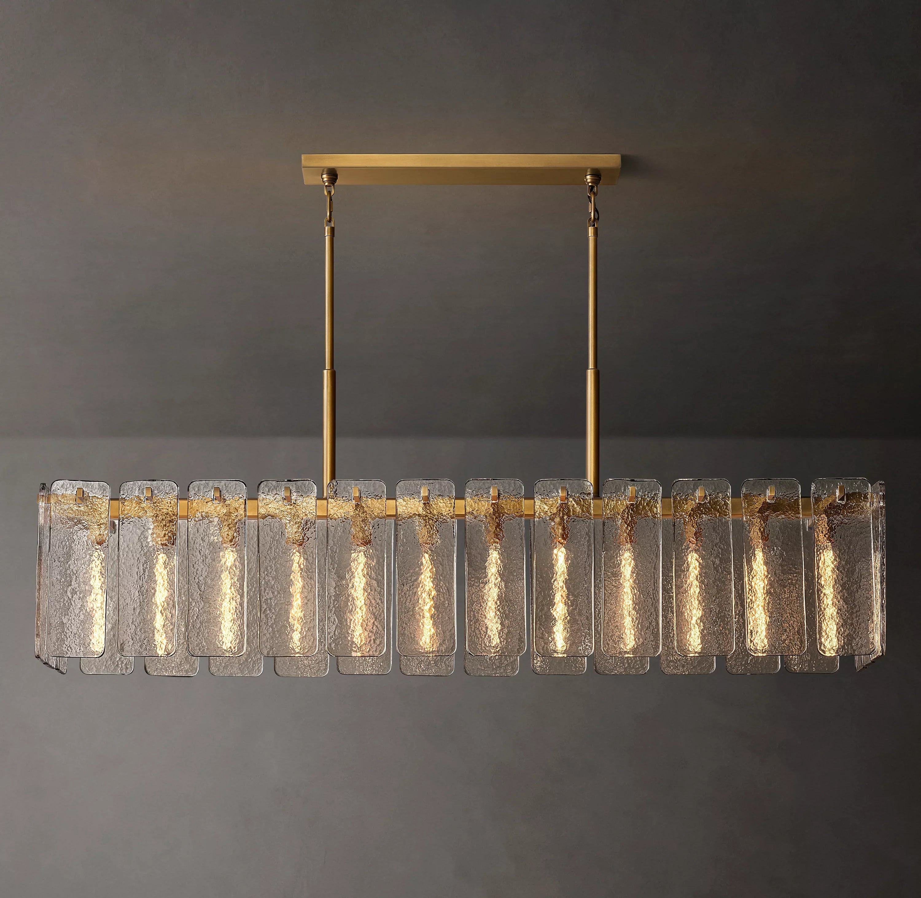 Textured Glass Rectangular Chandelier - Calamette