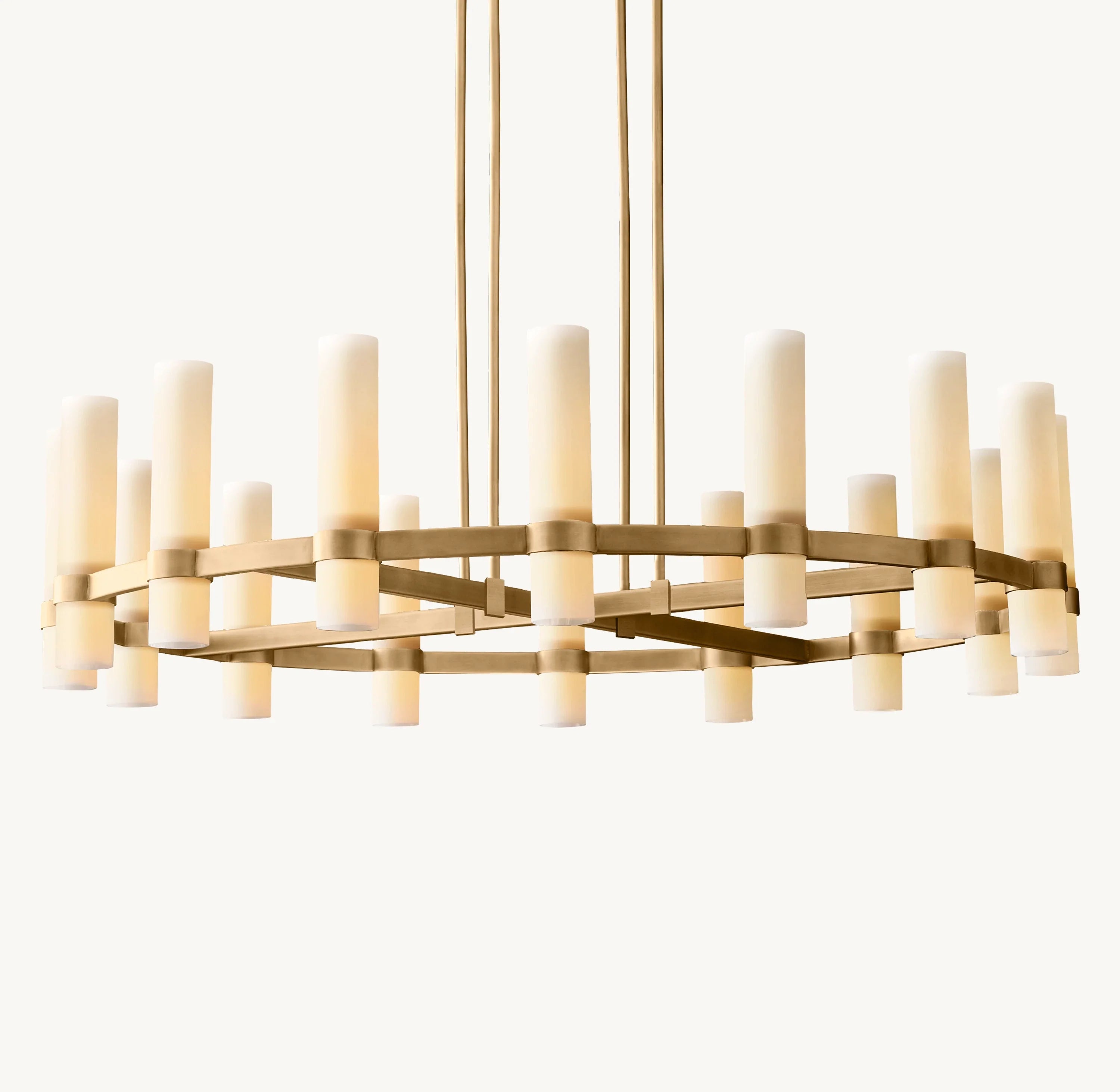 Cylindrical Milk Glass Round Chandelier - Ravelle