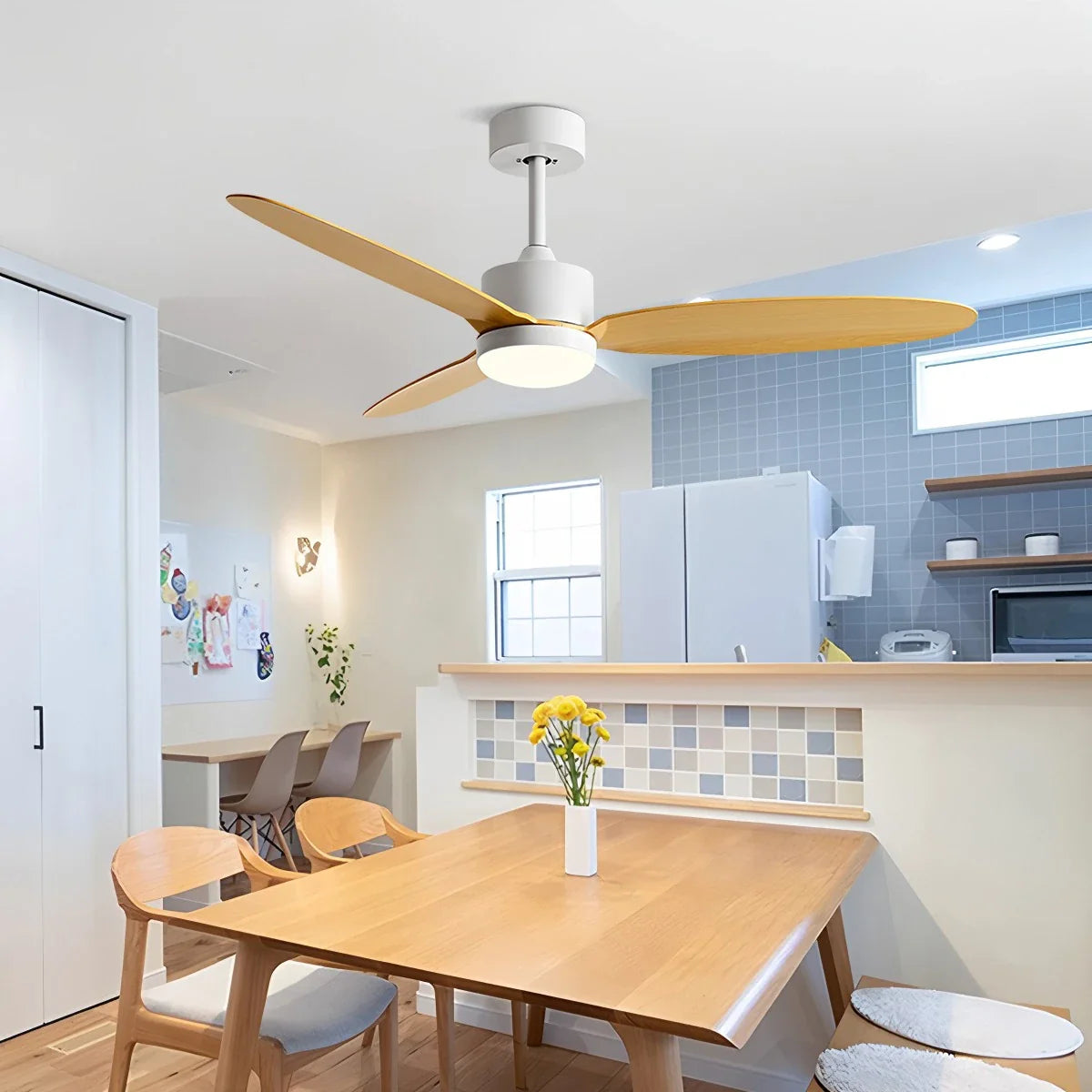 3-Blatt-Deckenventilator mit Licht für Schlafzimmer