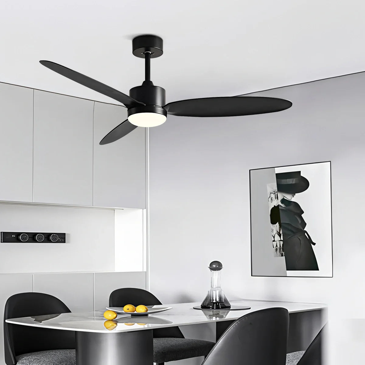 3-Blatt-Deckenventilator mit Licht für Schlafzimmer