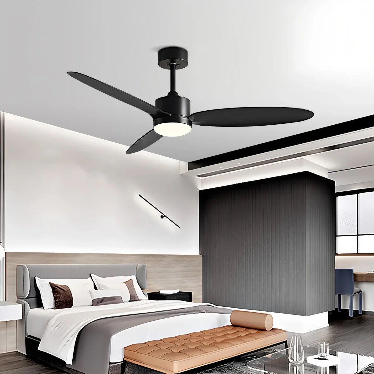 3-Blatt-Deckenventilator mit Licht für Schlafzimmer