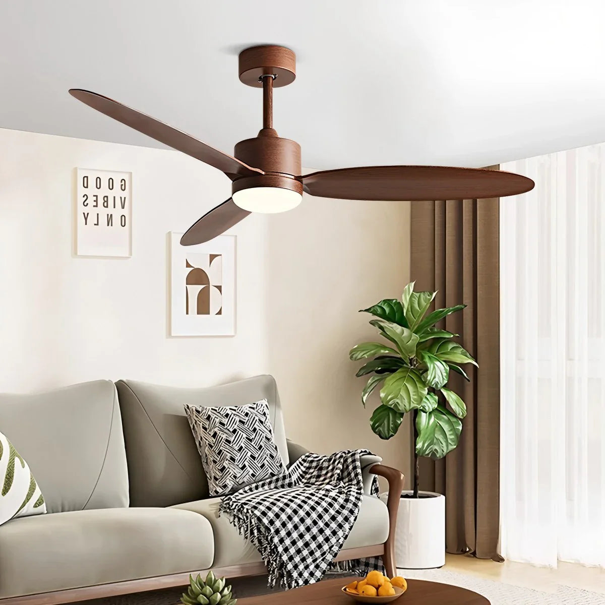 3-Blatt-Deckenventilator mit Licht für Schlafzimmer