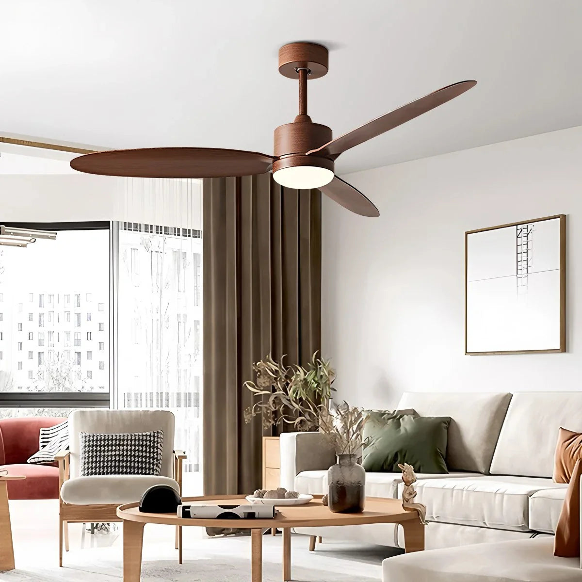 3-Blatt-Deckenventilator mit Licht für Schlafzimmer